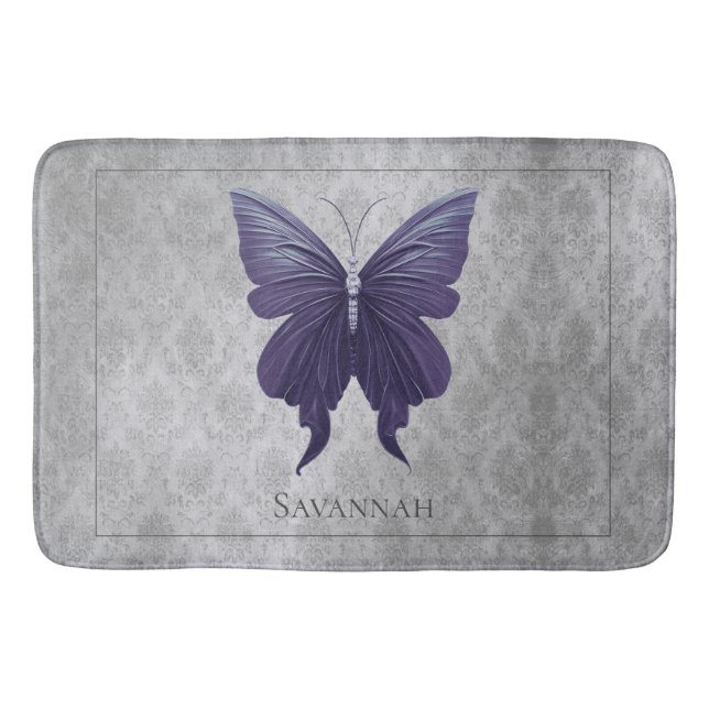 Tapis De Bain Papillon à bijoux pourpre (Devant)