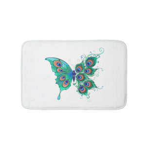 Tapis De Bain Papillon aux plumes de paon vert