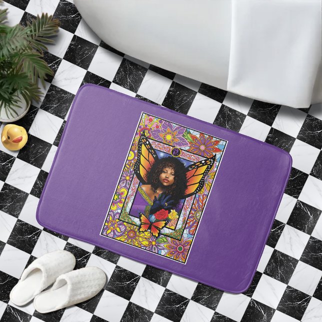 Tapis De Bain Papillon monarque Fée Purple Floral (Créateur téléchargé)