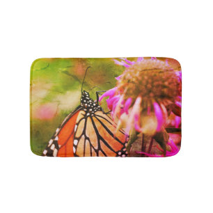 Tapis De Bain Papillon Monarque Sur Fleur Fermer Abstrait