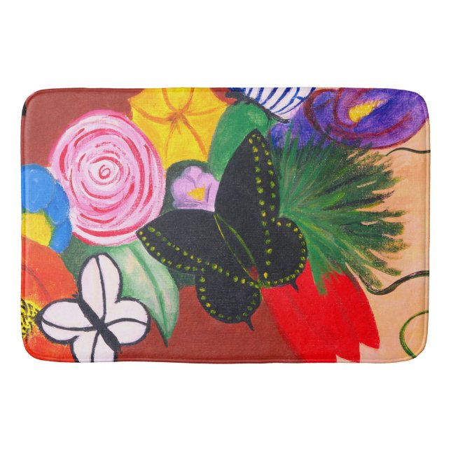 Tapis De Bain Papillon noir - Mat de bain (Devant)