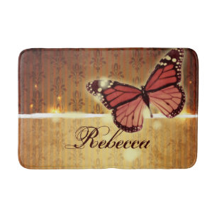 Tapis De Bain papillon rouge orangé