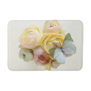 Tapis De Bain Papillon vert pâle sur fleurs