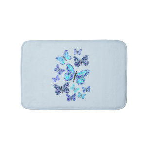 Tapis De Bain Papillons bleus en points