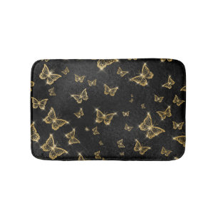 Tapis De Bain Papillons glamés à étincelles d'or