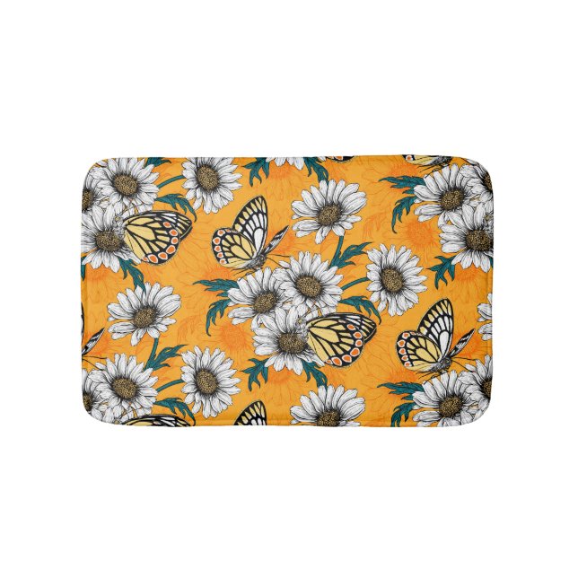 Tapis De Bain Papillons Jézabel et fleurs marguerites (Devant)
