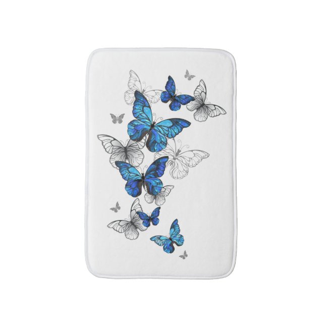 Tapis De Bain Papillons volants bleus Morpho (Devant (Vertical))
