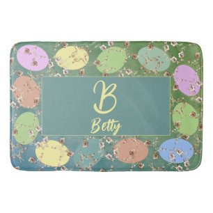 Tapis De Bain Pâques Gris pâle Pastel Oeufs et Roses