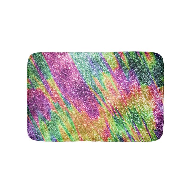 Tapis De Bain Parties scintillant Abstraite Neon Rainbow Sparkly (Devant)