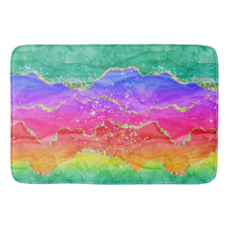 Tapis De Bain Parties scintillant arc-en-ciel Gold Agate