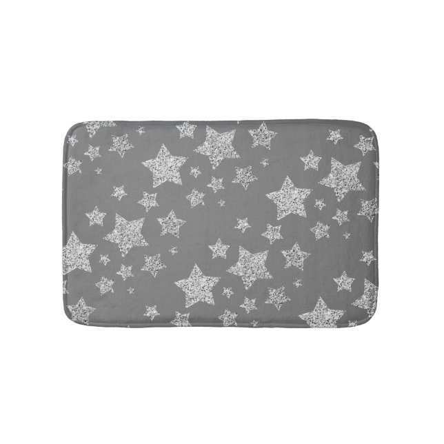 Tapis De Bain Parties scintillant argent scintille Étoiles motif (Devant)
