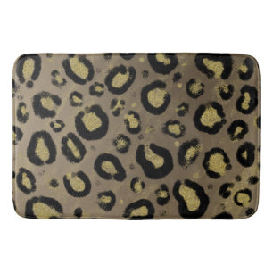 Tapis De Bain Parties scintillant Brown en or et Cheetah léopard