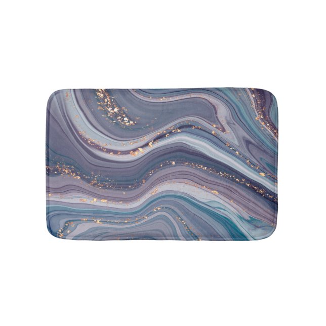 Tapis De Bain Parties scintillant d'or marbré violet (Devant)