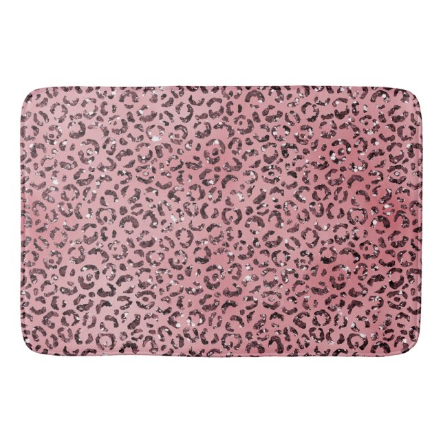 Tapis De Bain Parties scintillant empreinte de léopard rose (Devant)