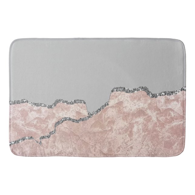 Tapis De Bain Parties scintillant en métal brossé rose argent (Devant)