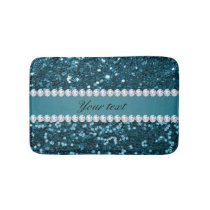 Tapis De Bain Parties scintillant et diamants de Dark Turquoise 