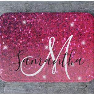 Tapis De Bain Parties scintillant moderne rouge et rose Nom des 