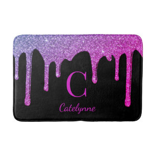 Tapis De Bain Parties scintillant noire violet à séchage rose ch