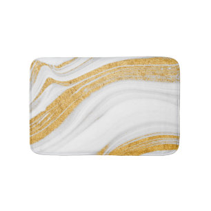 Tapis De Bain Parties scintillant or Marbre blanc cool