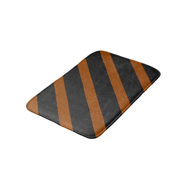 Tapis De Bain Parties scintillant Orange & Black Stripes (Angle)