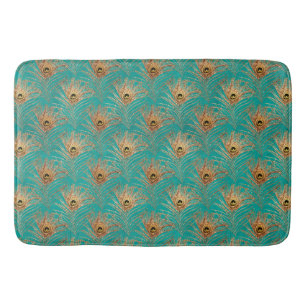 Tapis De Bain Parties scintillant Peacock Feathers Motif