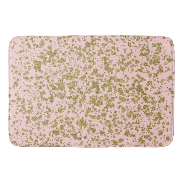 Tapis De Bain Parties scintillant rose et or Glam Girly Splatter (Devant)