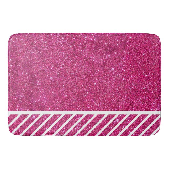 Tapis De Bain Parties scintillant rose personnalisée et bandes b (Devant)