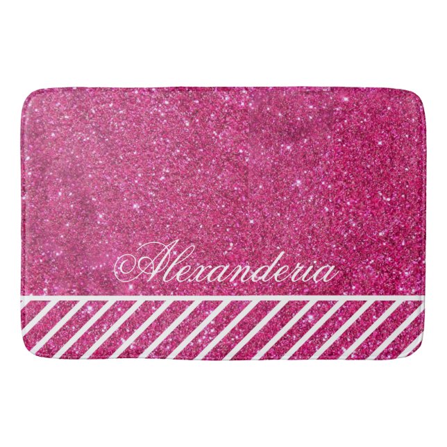 Tapis De Bain Parties scintillant rose personnalisée et bandes b (Devant)