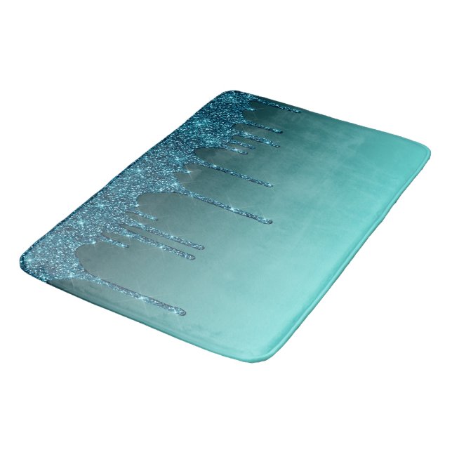 Tapis De Bain Parties scintillant turquoise de séchage (Angle)
