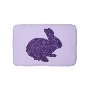 Tapis De Bain Parties scintillant violette Silhouette Lapin Lapi