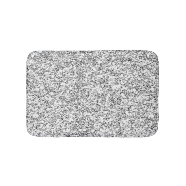 Tapis De Bain Parties scintillantes argentées imprimées (Devant)