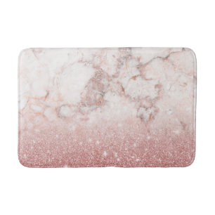 Tapis De Bain Parties scintillantes roses Ombre de marbre blanc