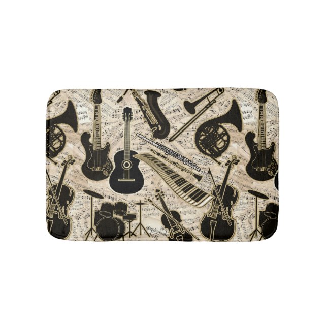 Tapis De Bain Partition et instruments Black/Gold ID481 (Devant)