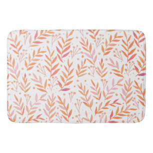 Tapis De Bain Pastel aquarelle branches orange et rose