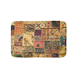 Tapis De Bain Patchwork indien : Tissu du marché de Hampi.