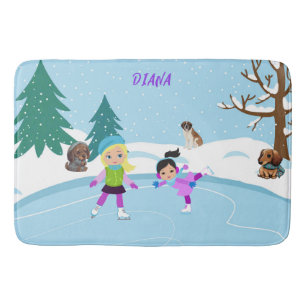TAPIS DE BAIN PATINAGE À GLACE D'HIVER POUR LA FILLE