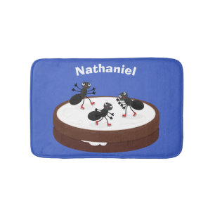 Tapis De Bain Patinage sur glace de fourmis joyeuses sur dessin