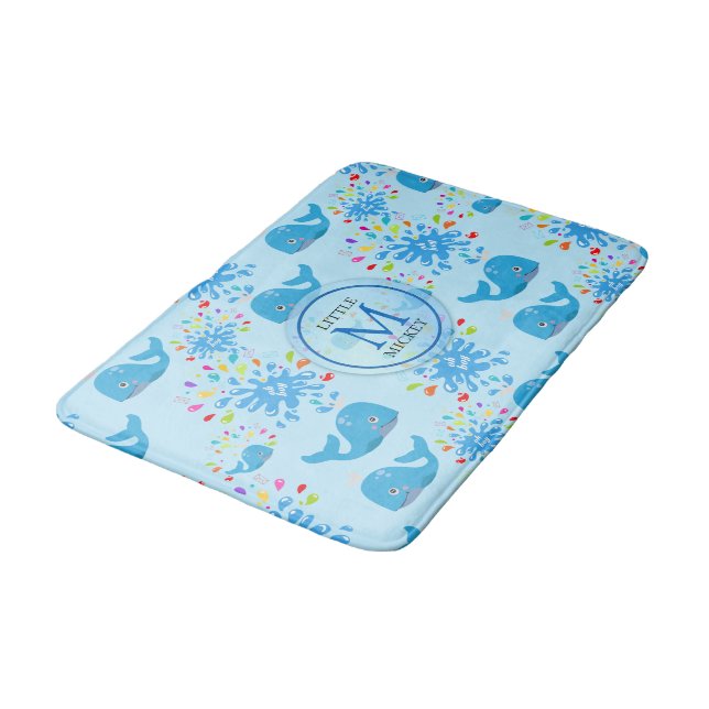 Tapis De Bain Patterson monogram bleu de Whale (Angle)