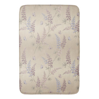 Tapis De Bain Pâturage Papillon & Lupin Pastel Doux Motif