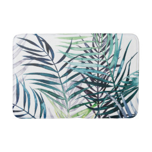 Tapis De Bain Paumes crépusculaires - feuille tropical