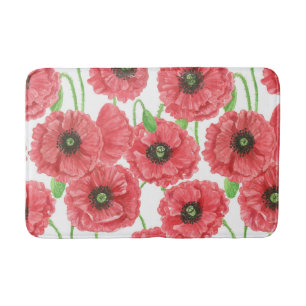 Tapis De Bain Pavot aquarelle motif floral
