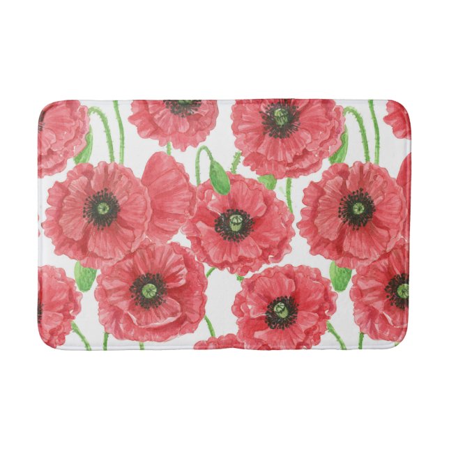Tapis De Bain Pavot aquarelle motif floral (Devant)