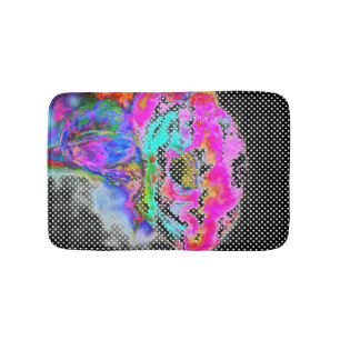 Tapis De Bain Pavot rose - pois blancs et noirs