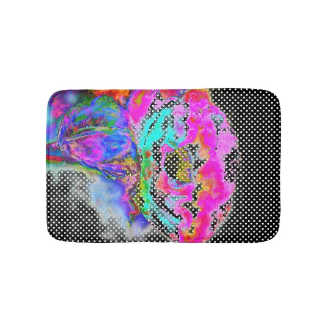 Tapis De Bain Pavot rose - pois blancs et noirs (Devant)