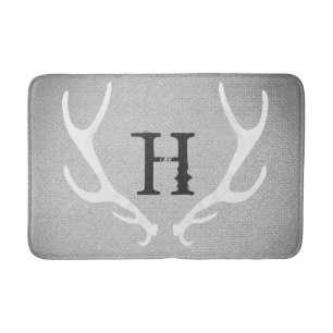 Tapis De Bain Pays blanc et gris rustique de toile de jute