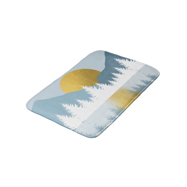 Tapis De Bain Paysage Abstrait Soleil d'hiver d'or (Angle)