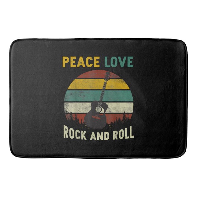 Tapis De Bain Peace Love & Rock & Roll Guitare Player Guitariste (Devant)