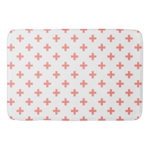 Tapis De Bain Peach polka croise sur blanc