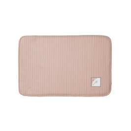 Tapis De Bain Peach Stripe Terracotta Butterfly Script Monogramm