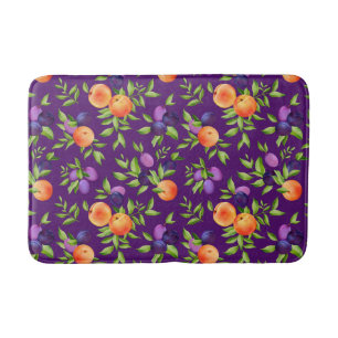 Tapis De Bain Peaches Plums Purple Cute Fruit Motif botanique